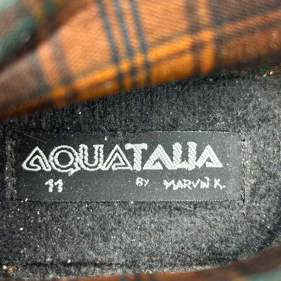 Aquatalia Brown Suede Leather Wedge Bootie Boots Size 11 Shearling Zipper Buckle - Picture 9 of 14